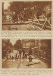 873168 Collage van 2 foto's betreffende het leggen van een nieuwe (houten) bestrating op de Oudegracht tussen de ...
